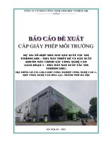 BÁO CÁO ĐỀ XUẤT CẤP GIẤY PHÉP MÔI TRƯỜNG DỰ ÁN: TỔ HỢP NHÀ MÁY SẢN XUẤT VẮC XIN VINBIOCARE – NHÀ MÁY THIẾT KẾ VÀ SẢN XUẤT KHUÔN MẪU CHÍNH XÁC CÔNG NGHỆ CAO (GIAI ĐOẠN 1  NHÀ MÁY SẢN XUẤT VẮC XIN VINBIOCARE)