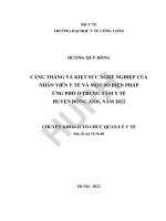 Căng thẳng và kiệt sức nghề nghiệp của nhân viên y tế và một số biện pháp ứng phó ở trung tâm y tế huyện đông anh năm 2022