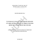 Tự đánh giá năng lực thực hành chăm sóc của điều dưỡng viên tại các khoa lâm sàng bệnh viện ung bướu hà nội năm 2018