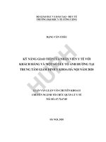 Kỹ năng giao tiếp của nhân viên y tế với khách hàng và một số yếu tố ảnh hưởng tại trung tâm giám định y khoa hà nội năm 2020