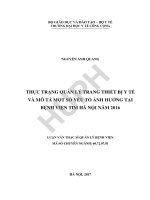 Thực trạng quản lý trang thiết bị y tế và mô tả một số yếu tố ảnh hưởng tại bệnh viện tim hà nội năm 2016