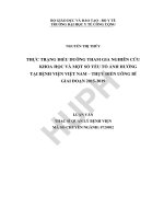 Thực trạng điều dưỡng tham gia nghiên cứu khoa học và một số yếu tố ảnh hưởng tại giai đoạn 2015 2020