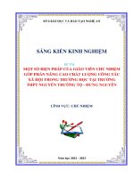 Một số biện pháp của giáo viên chủ nhiệm lớp góp phần nâng cao chất lượng công tác xã hội trong trường học tại trường thpt nguyễn trường tộ   hưng nguyên