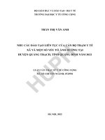 Nhu cầu đào tạo liên tục của cán bộ trạm y tế xã và mốt số yếu tố ảnh hưởng tại huyện quảng trạch, tỉnh quảng bình năm 2022