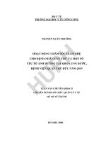 Hoạt động chăm sóc giảm nhẹ cho bệnh nhân ung thư tại khoa ung bướu, bệnh viện quận thủ đức năm 2019 và một số yếu tố ảnh hưởng