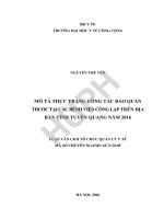 Mô tả thực trạng công tác bảo quản thuốc tại các bệnh viện công lập trên địa bàn tỉnh tuyên quang năm 2016