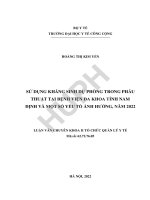 Sử dụng kháng sinh dự phòng trong phẫu thuật tại bệnh viện đa khoa tỉnh nam định và một số yếu tố ảnh hưởng, năm 2022