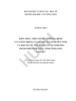 Kiến thức, thực hành về phòng bệnh tay chân miệng của bà mẹ có con dưới 5 tuổi và một số yếu tố liên quan tại 02 phường thành phố vĩnh long, tỉnh vĩnh long năm 2017