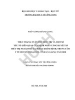 Thực trạng tuân thủ điều trị và một số yếu tố liên quan của bệnh nhân tăng huyết áp điều trị ngoại trú tại khoa khám bệnh, trung tâm y tế huyện thoại sơn, tỉnh an giang năm 2020