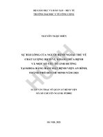 Sự hài lòng của người bệnh ngoại trú về chất lượng dịch vụ khám chữa bệnh và một số yếu tố ảnh hưởng tại khoa răng hàm mặt bệnh viện an bình thành phố hồ chí minh năm 2021