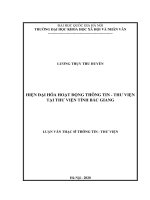 Luận văn thạc sĩ hiện đại hóa hoạt động thông tin thư viện tại thư viện tỉnh bắc giang