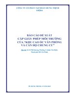 BÁO CÁO ĐỀ XUẤT CẤP GIẤY PHÉP MÔI TRƯỜNG CỦA “KHU CAO ỐC VĂN PHÒNG VÀ CĂN HỘ CHUNG CƯ”