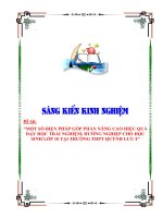 (Skkn 2023) một số biện pháp góp phần nâng cao hiệu quả dạy học trải nghiệm, hướng nghiệp cho học sinh lớp 10 tại trường thpt quỳnh lưu 4