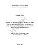 Thực trạng giao tiếp của điều dưỡng, kỹ thuật viên với người bệnh và một số yếu tố ảnh hưởng tại các khoa cận lâm sàng bệnh viện thống nhất, thành phố hồ chí minh năm 2022