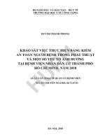 Khảo sát việc thực hiện bảng kiểm an toàn người bệnh trong phẫu thuật và một số yếu tố ảnh hưởng tại bệnh viện nhân dân 115 thành phố hồ chí minh, năm 2018