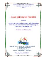 (Skkn 2023) nâng cao hiệu quả giáo dục kỹ năng sống cho học sinh ở trường thpt thông qua công tác chủ nhiệm lớp