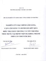 Nghiên cứu đặc điểm lâm sàng cận lâm sàng và đánh giá kết quả điều trị chấn thương và vết thương thấu bụng tại bệnh viện đa khoa cần thơ năm 2012