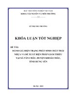 Đánh giá hiện trạng phát sinh chất thải nhựa và đề xuất biện pháp giảm thiểu tại xã tân châu, huyện khoái châu, tỉnh hưng yên