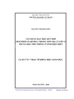 (Luận văn) vận dụng dạy học kết hợp (blended learning) trong môn địa lí lớp 12 trung học phổ thông ở tỉnh điện biên
