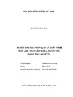 Nghiên cứu giải pháp quản lý chất thải chăn nuôi lợn tại xã liên nghĩa huyện văn giang tỉnh hưng yên