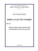 Đánh giá hiện trạng sử dụng đất thành phố hà tĩnh, tỉnh hà tĩnh