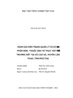 Đánh giá hiện trạng quản lý và sử dụng phân bón thuốc bảo vệ thực vật tới môi trường đất tại xã cao xá huyện lâm thao tỉnh phú thọ