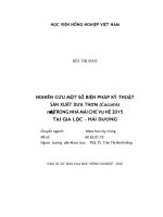 Nghiên cứu một số biện pháp kỹ thuật sản xuất dưa thơm cucumis melo l trong nhà mái che vụ hè 2015 tại gia lộc hải dương