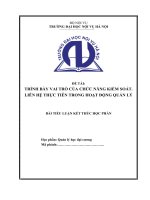 Tiểu luận “Trình bày vai trò của chức năng kiểm soát. Liên hệ thực tiễn trong hoạt động quản lý”