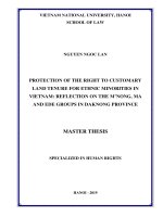 Protection of the right to customary land tenure for ethnic minorities in vietnam
