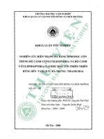 Nghiên cứu hiện trạng đa dạng sinh học côn trùng bộ cánh cứng (coleoptera) và bộ cánh vảy (lepidoptera) tại khu bảo tồn thiên nhiên rừng sến, tam quy, hà trung, thanh hóa