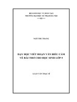 DẠY HỌC VIẾT ĐOẠN VĂN BIỂU CẢM  VỀ BÀI THƠ CHO HỌC SINH LỚP 5