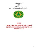 Tiểu Luận - Môn Quản Lý Thị Trường Bất Động Sản - Đề Tài - Chính Sách Bồi Thường , Hỗ Trợ Tái  Định Cư Khi Cải Tạo , Xây Dựng Lại Chung Cư Cũ