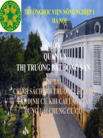 Tiểu Luận - Môn Quản Lý Thị Trường Bất Động Sản - Đề Tài - Chính Sách Bồi Thường , Hỗ Trợ Tái  Định Cư Khi Cải Tạo , Xây Dựng Lại Chung Cư Cũ