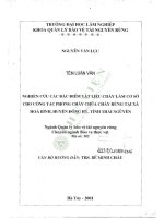 Nghiên cứu các đặc điểm vật liệu cháu làm cơ sở cho công tác phòng cháy chữa cháy rừng tại xã hòa bình, huyện đồng hỷ, tỉnh thái nguyên