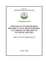 Lê thị diệu huyền tổng quan về thành phần hóa học và tác dụng sinh học của thuốc cổ truyền có tác dụng lợi tiểu khóa luận tốt nghiệp dược sĩ hà nội – 2023