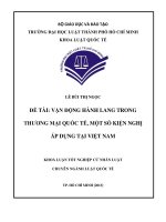Vận động hành lang trong thương mại quốc tế một số kiến nghị áp dụng tại việt nam
