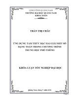 0187 ứng dụng tam thức bậc 2 giải một số dạng trong trương trình trung học phổ thông trần thị châu luận văn đh quảng nam
