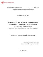 0145 nghiên cứu về đặc điểm bệnh tay chân miệng và kiến thức thái độ thực hành của bà mẹ về chăm sóc và phòng bệnh tại bv nhi đồng cần thơ năm 2014  2015