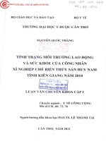 0066 thực trạng môi trường lao động và sức khỏe của công nhân xí nghiệp chế biến thủy sản huy nam tỉnh kiên giang năm 2010