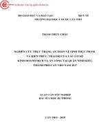 0096 nguyên cứu thực trạng an toàn vệ sinh thực phẩm và kiến thức thái độ của các cơ sở kinh doanh dịch vụ ăn uống tại quận ninh kiều tp cần thơ năm 2017