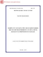 0103 nghiên cứu xây dựng tiêu chuẩn kiểm nghiệm một số chế phẩm probiotic có chứa chủng bacillus và streptococcus faecalis