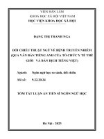 Tóm tắt: Đối chiếu thuật ngữ về bệnh truyền nhiễm (qua văn bản tiếng Anh của Tổ chức y tế thế giới và bản dịch tiếng Việt)