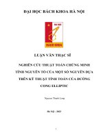NGHIÊN CỨU THUẬT TOÁN CHỨNG MINH TÍNH NGUYÊN TỐ CỦA MỘT SỐ NGUYÊN DỰA TRÊN KỸ THUẬT TÍNH TOÁN CỦA ĐƯỜNG CONG ELLIPTIC