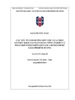 294 các yếu tố ảnh hưởng đến việc lựa chọn gửi tiết kiệm tại nh nông nghiệp và phát triển nông thôn vn – chi nhánh phú giáo bình dương 2023