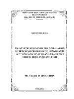 Khảo sát việc áp dụng các phụ âm và chuỗi phụ âm trong sách giáo khoa tiếng anh 11 ở trường tpth số 3 quảng trạch quảng bình
