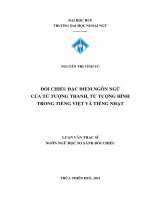 Đối chiếu đặc điểm ngôn ngữ của từ tượng thanh từ tượng hình trong tiếng việt và tiếng nhật