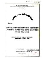 Bước đầu nghiên cứu quy hoạch du lịch sinh thái đồng bằng châu thổ sông cửu long