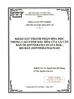Khảo sát thành phần hóa học trong cao eter dầu hỏa của lá cây bần ổi sonneratia ovata bak họ bần sonneratiaceae