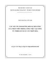 Các yếu tố ảnh hưởng đến sự hài lòng của nhân viên trong công việc tại công ty tnhh sản xuất cân nhơn hòa