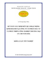 Kế toán xác định kết quả hoạt động kinh doanh tại công ty cổ phần đầu tư và phát triển công nghiệp thương mại củ chi năm 2016